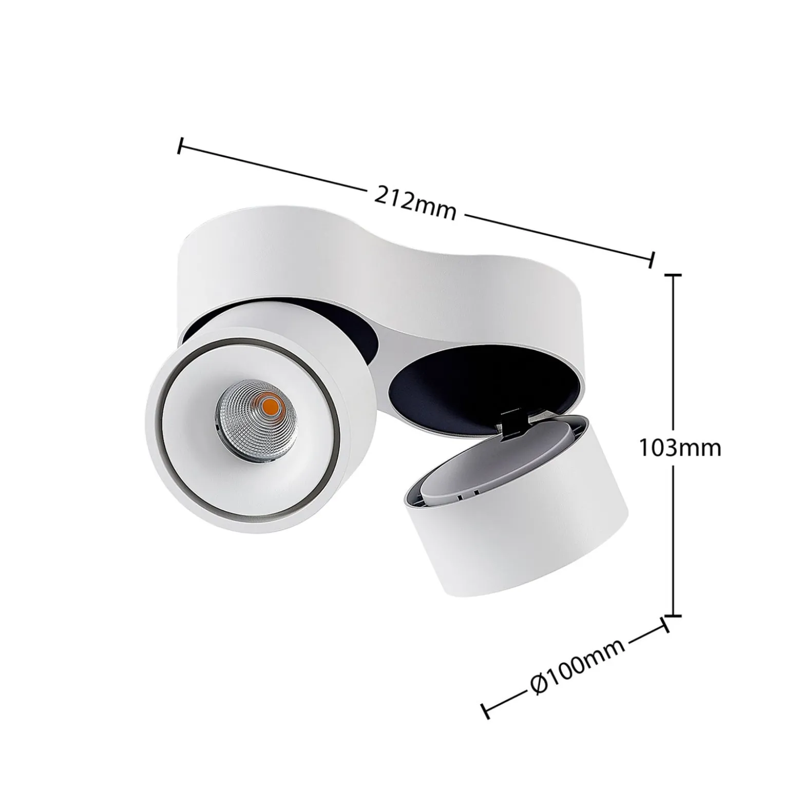 Arcchio LED-Deckenstrahler Rotari, weiß, 2-flg., 2270lm