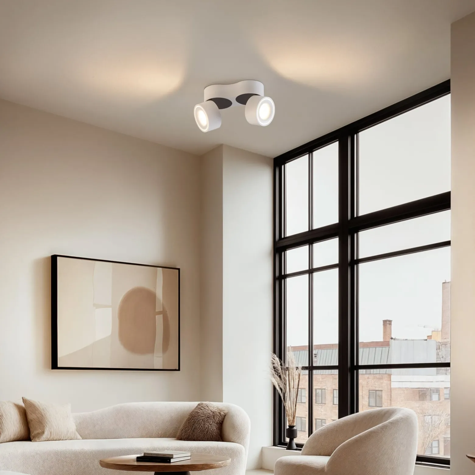 Arcchio LED-Deckenstrahler Rotari, weiß, 2-flg., 2270lm