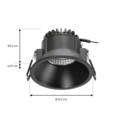 Arcchio LED-Downlight Niria, schwarz, 2.700K