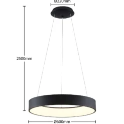 Arcchio LED-Hängelampe Aleksi, Ø 60 cm, schwarz, Metall, CCT