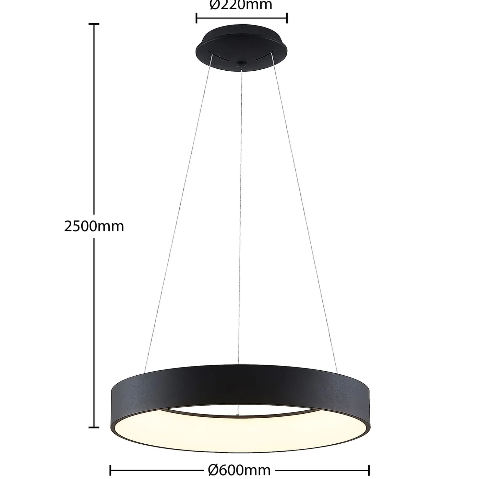 Arcchio LED-Hängelampe Aleksi, Ø 60 cm, schwarz, Metall, CCT