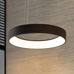 Arcchio LED-Hängelampe Aleksi, Ø 60 cm, schwarz, Metall, CCT