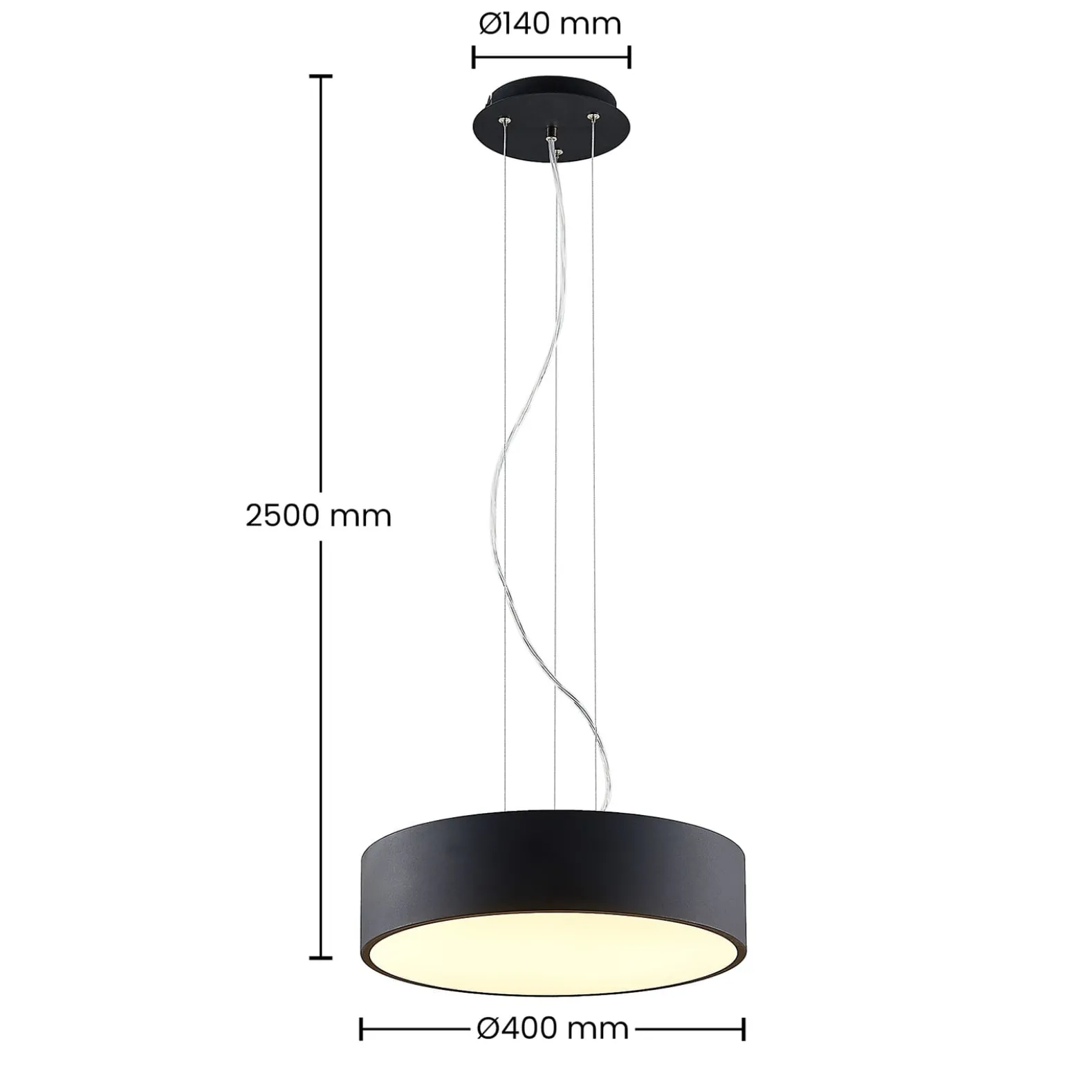 Arcchio LED-Hängelampe Noabelle, Ø 40 cm, schwarz, Metall