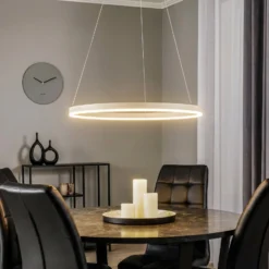 Arcchio LED-Hängeleuchte Albiona, beige, 1 Ring, Ø 60 cm