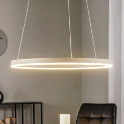 Arcchio LED-Hängeleuchte Albiona, beige, 1 Ring, Ø 60 cm