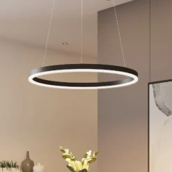 Arcchio LED-Hängeleuchte Albiona, schwarz, 1 Ring, Ø 60 cm