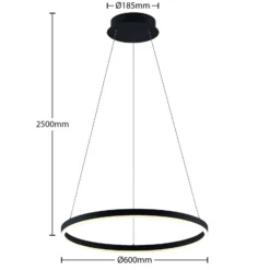 Arcchio LED-Hängeleuchte Albiona, schwarz, 1 Ring, Ø 60 cm