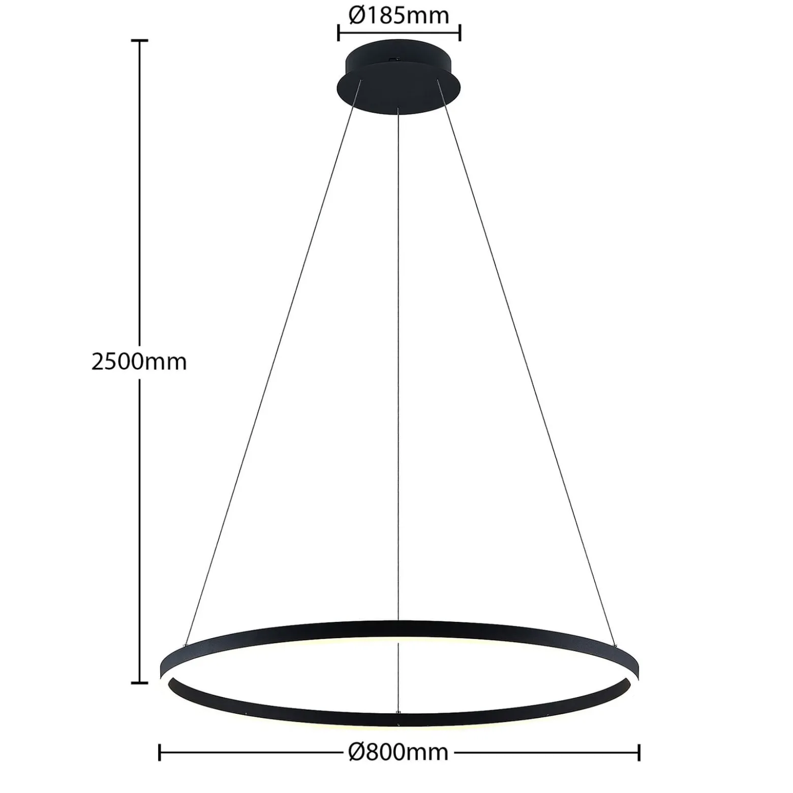 Arcchio LED-Hängeleuchte Albiona, schwarz, 1 Ring, Ø 80 cm