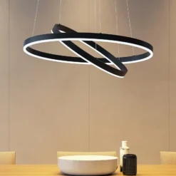 Arcchio LED-Hängeleuchte Albiona, schwarz, 2 Ringe, Ø 60 cm