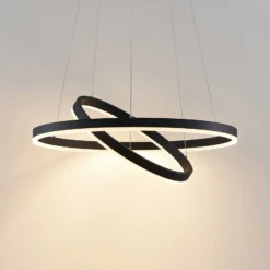 Arcchio LED-Hängeleuchte Albiona, schwarz, 2 Ringe, Ø 60 cm