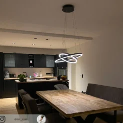 Arcchio LED-Hängeleuchte Albiona, schwarz, 2 Ringe, Ø 60 cm