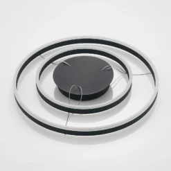 Arcchio LED-Hängeleuchte Albiona, schwarz, 2 Ringe, Ø 60 cm