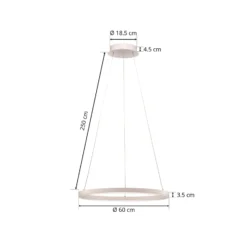 Arcchio LED-Hängeleuchte Albiona, weiß, 1 Ring, Ø 60 cm