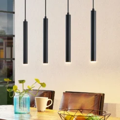 Arcchio LED-Hängeleuchte Kammeron, schwarz, Metall, 80 cm