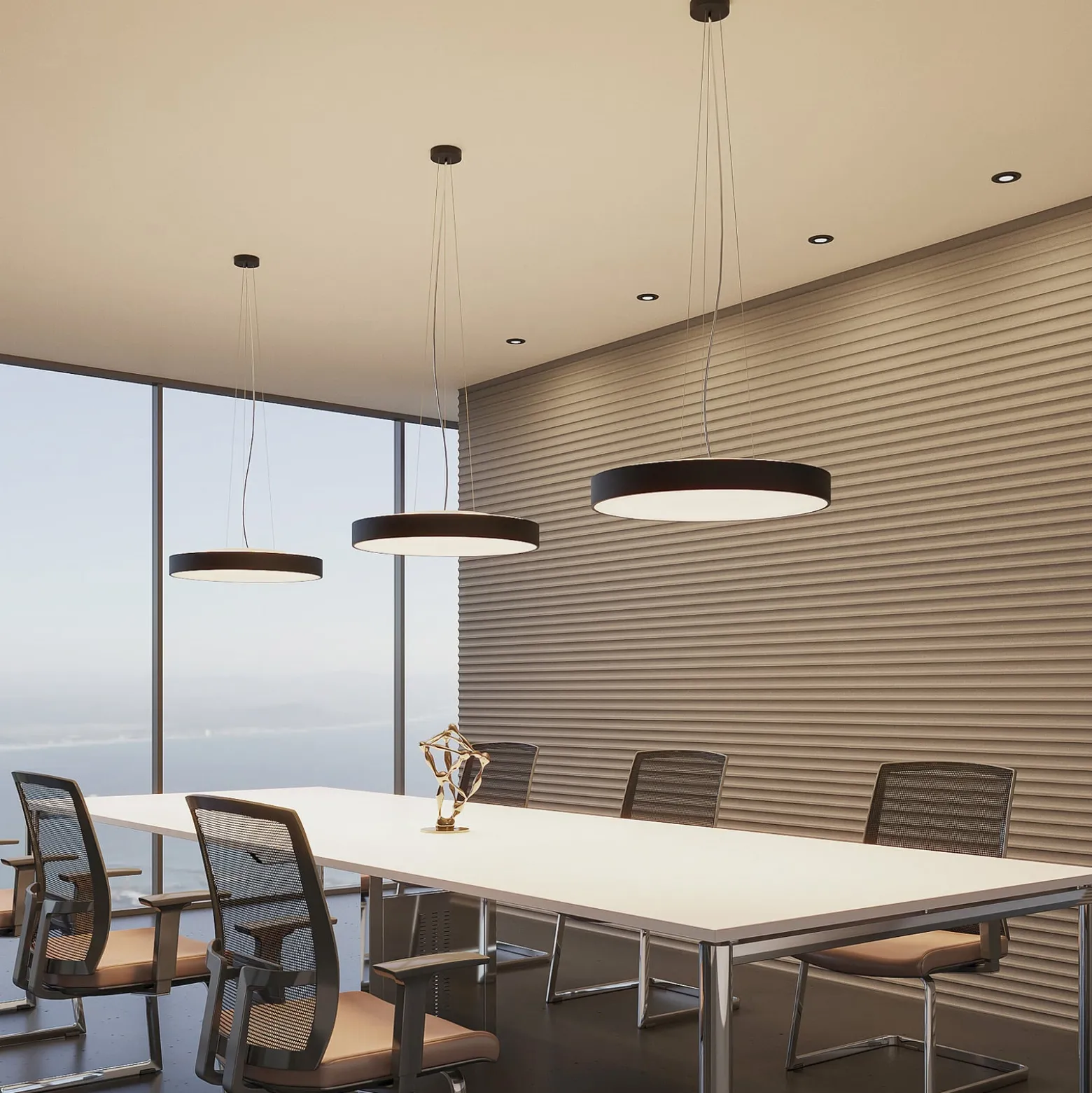 Arcchio LED-Pendellampe Vanida, schwarz, Ø 60 cm, up/down