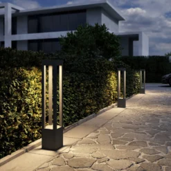 Arcchio LED-Pollerleuchte Lienna, 90 cm, grau, Metall, IP65
