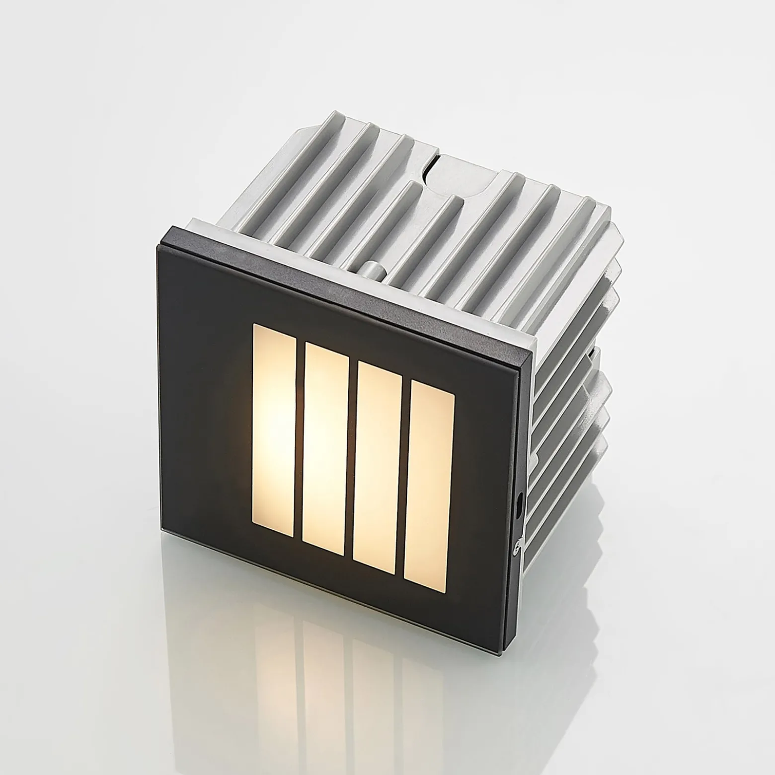 Arcchio LED-Wandeinbaulampe Zamo, Raster, schwarz, IP65