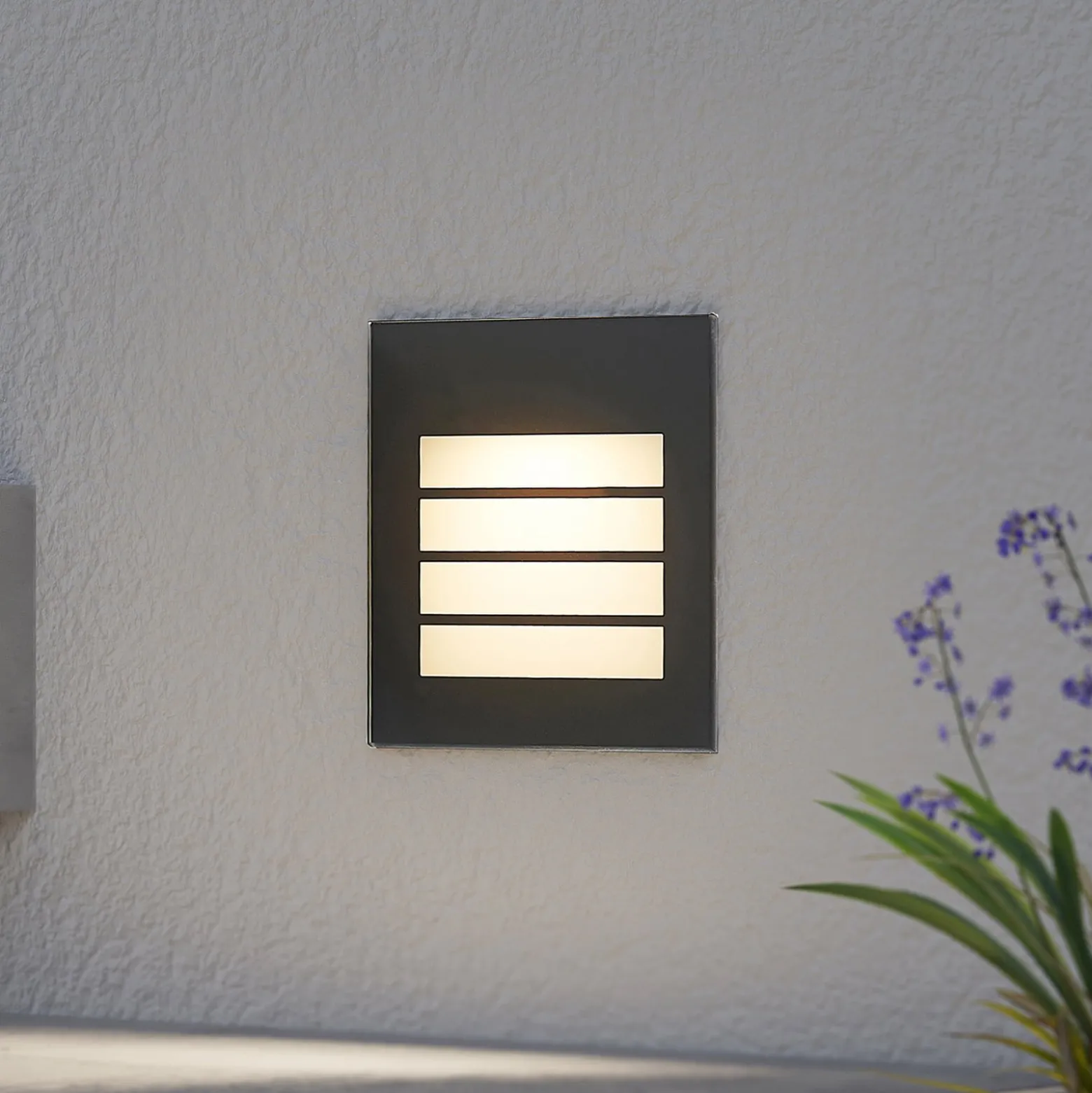 Arcchio LED-Wandeinbaulampe Zamo, Raster, schwarz, IP65