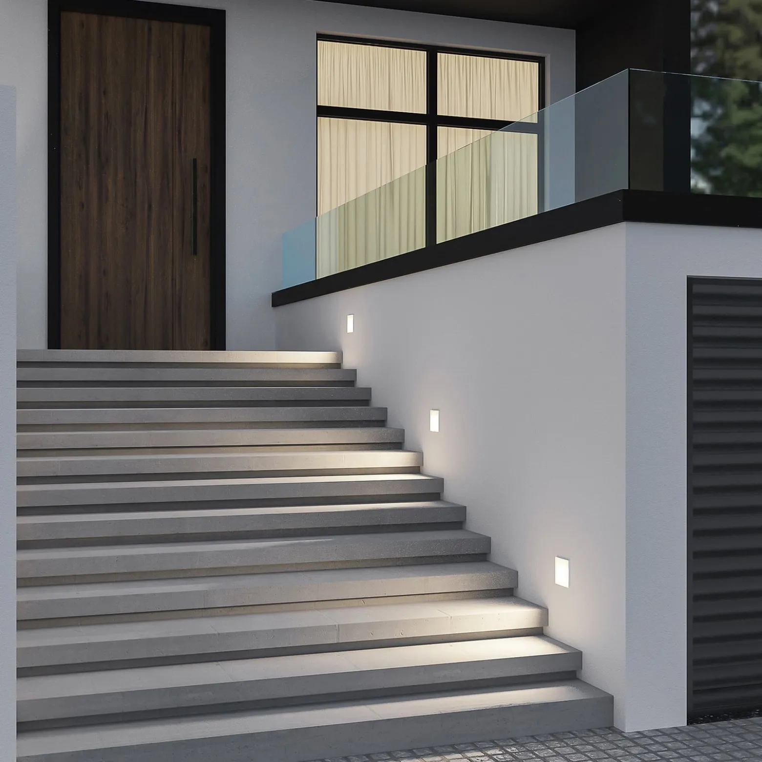 Arcchio LED-Wandeinbaulampe Zamo, weiß, 11 cm, Metall, IP65