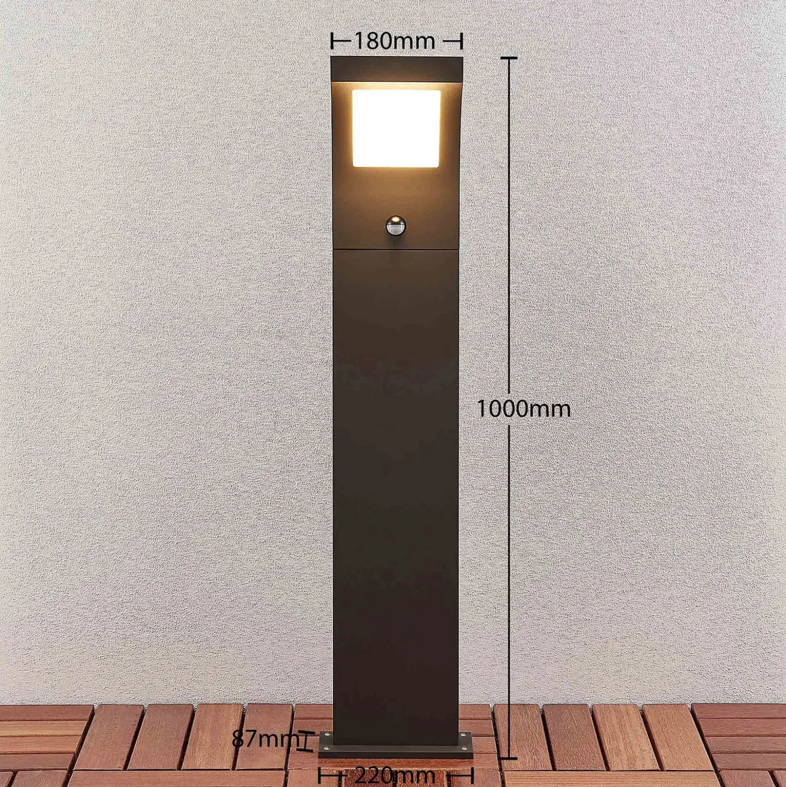 Arcchio LED-Wegelampe Advik, 100 cm, anthrazit, Sensor, IP54