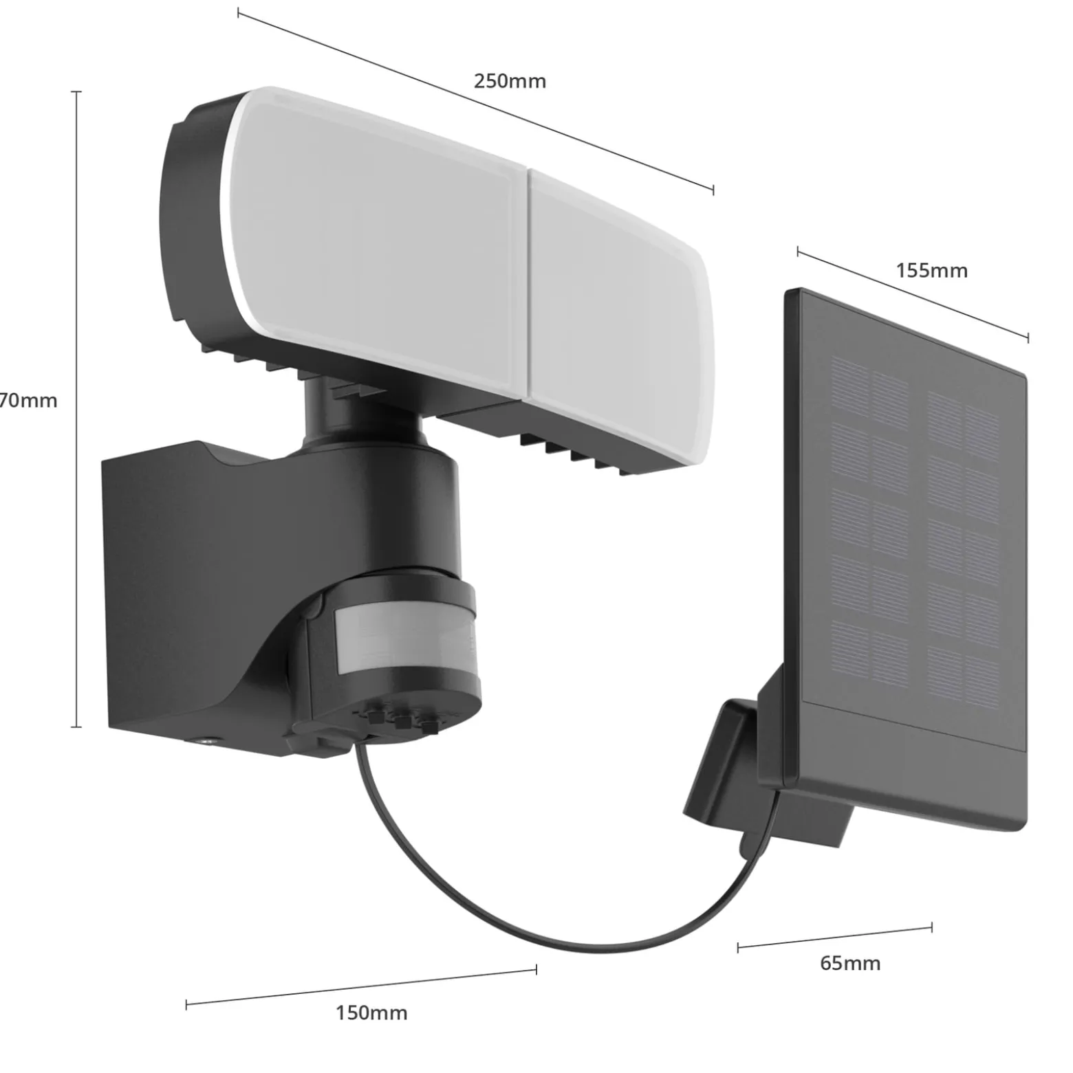 Arcchio Lissano LED-Solar-Wandstrahler mit Sensor