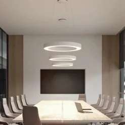 Arcchio Sharelyn LED-Pendelleuchte, Ø 80 cm, weiß, Ring, CCT
