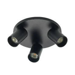 Arcchio Strahler Brinja, schwarz, rund, Ø 6 cm, 3-flg., GU10