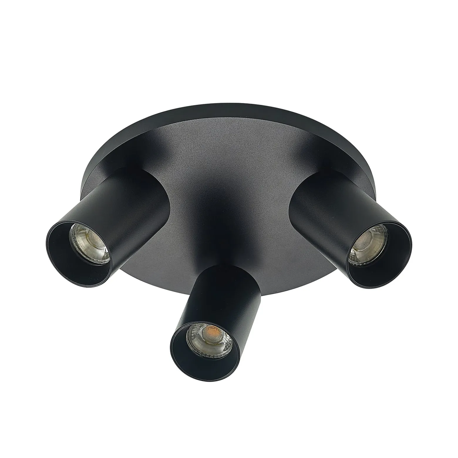 Arcchio Strahler Brinja, schwarz, rund, Ø 6 cm, 3-flg., GU10