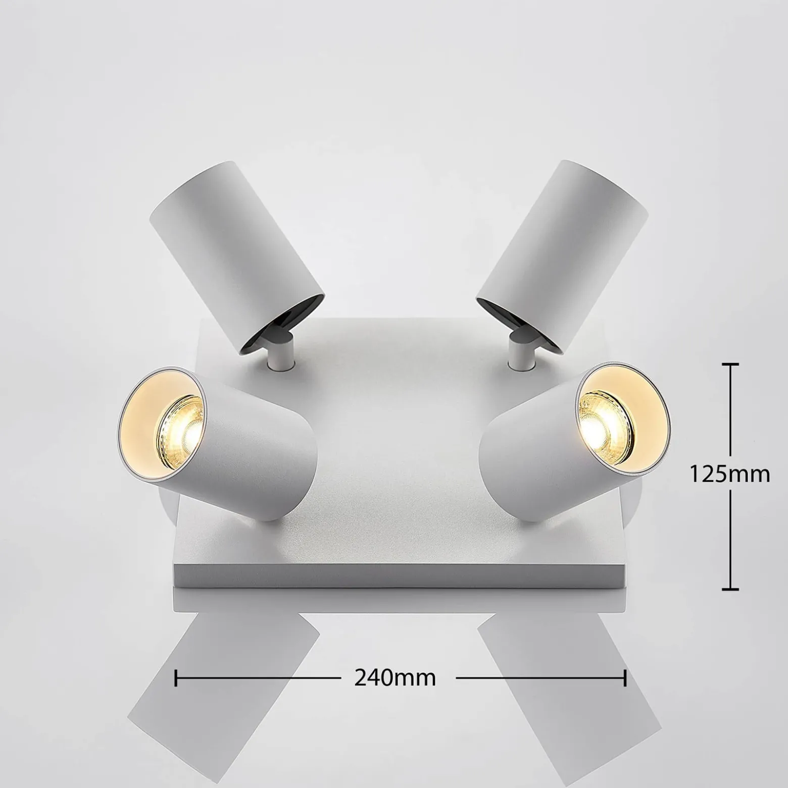 Arcchio Strahler Brinja, weiß, eckig, Ø 6 cm, 4-flg., GU10