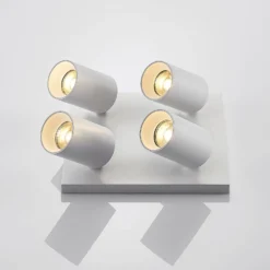 Arcchio Strahler Brinja, weiß, eckig, Ø 6 cm, 4-flg., GU10