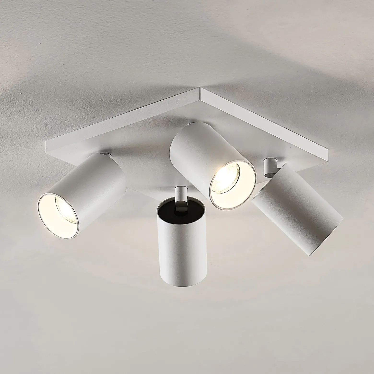 Arcchio Strahler Brinja, weiß, eckig, Ø 6 cm, 4-flg., GU10