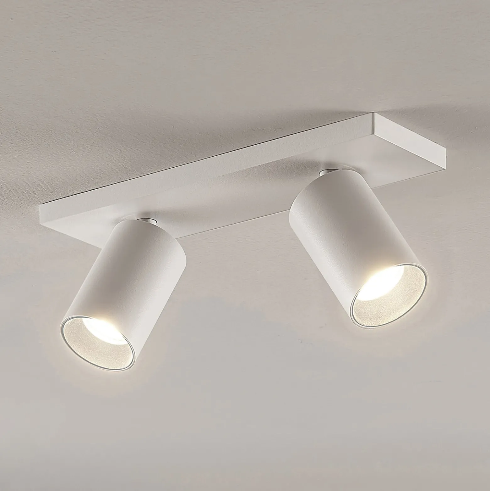Arcchio Strahler Brinja, weiß, eckig, Ø 6 cm, 2-flg., GU10