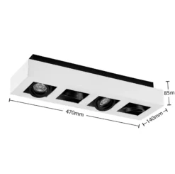 Arcchio Strahler Vince, 47 cm, 4-flammig, weiß/schwarz, GU10