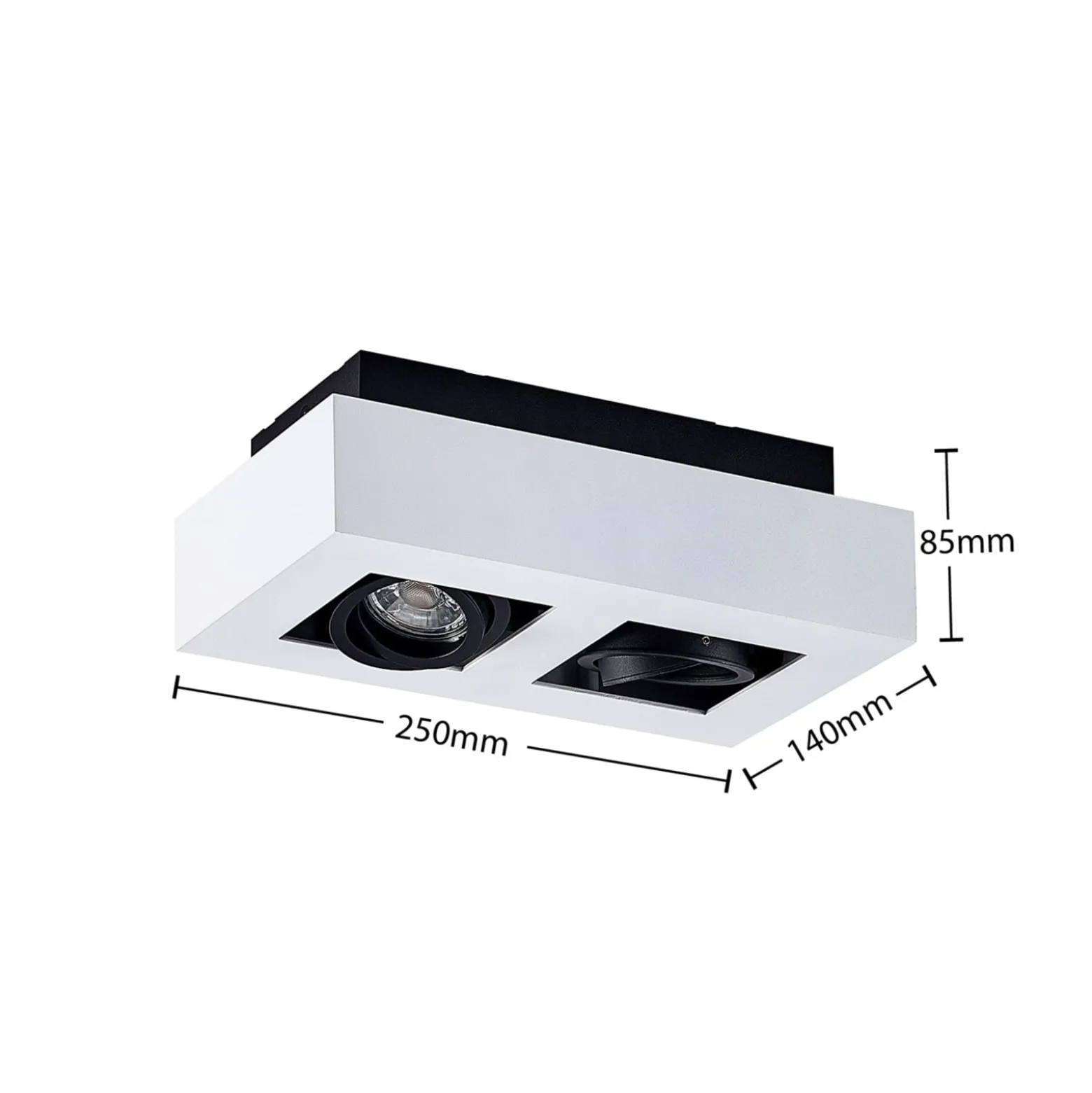 Arcchio Strahler Vince, 25 cm, 2-flammig, weiß/schwarz, GU10