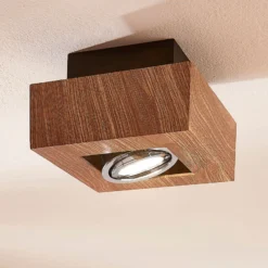 Arcchio Strahler Vince, 14 x 14 cm, holzfarben, Metall, GU10