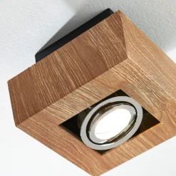 Arcchio Strahler Vince, 14 x 14 cm, holzfarben, Metall, GU10