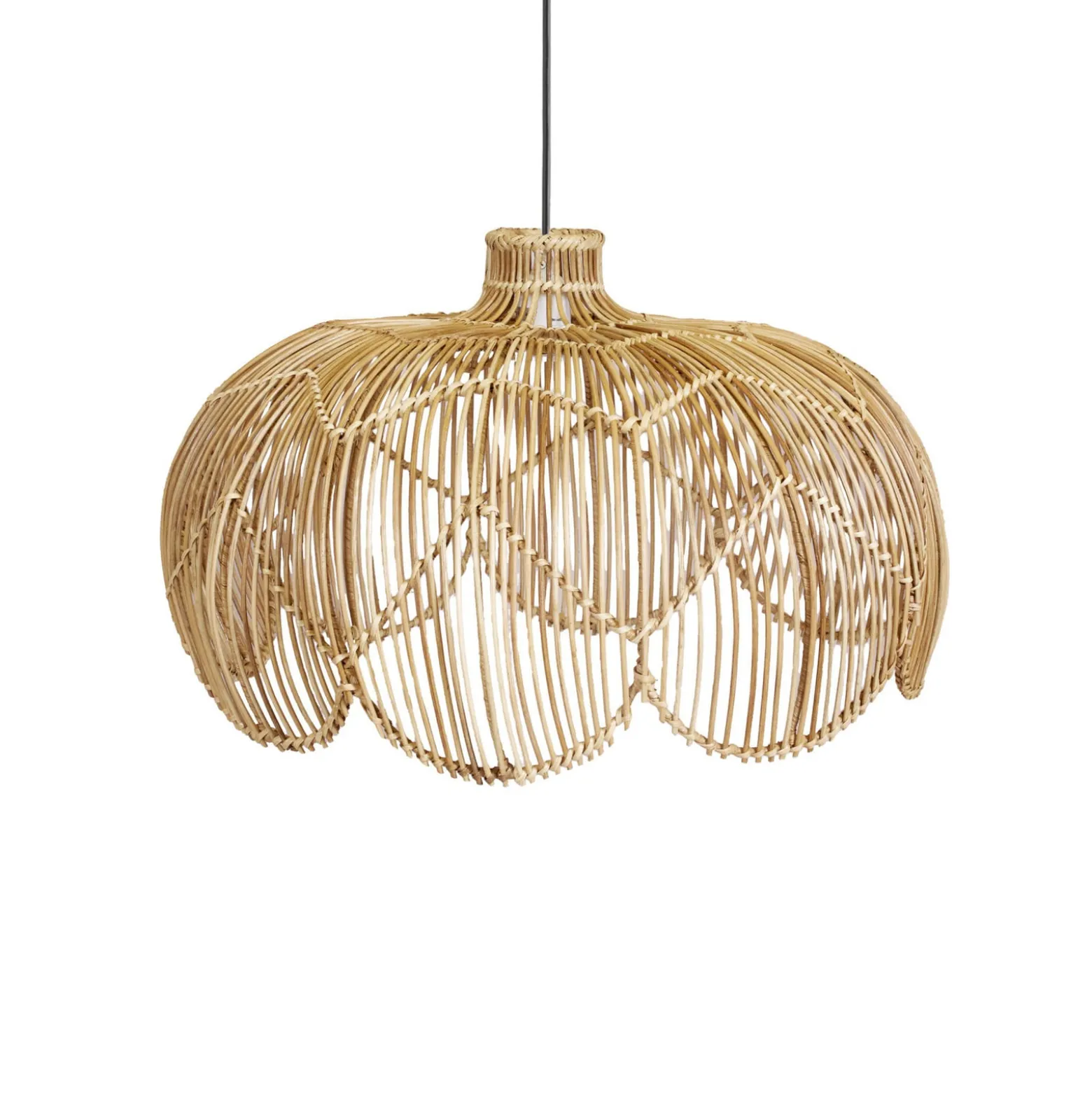 Außenhängeleuchte Belle, Rattan natur, Ø 53 cm, Stecker IP44