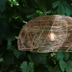 Außenhängeleuchte Mayla, Rattan natur, Ø 53 cm, Stecker IP44