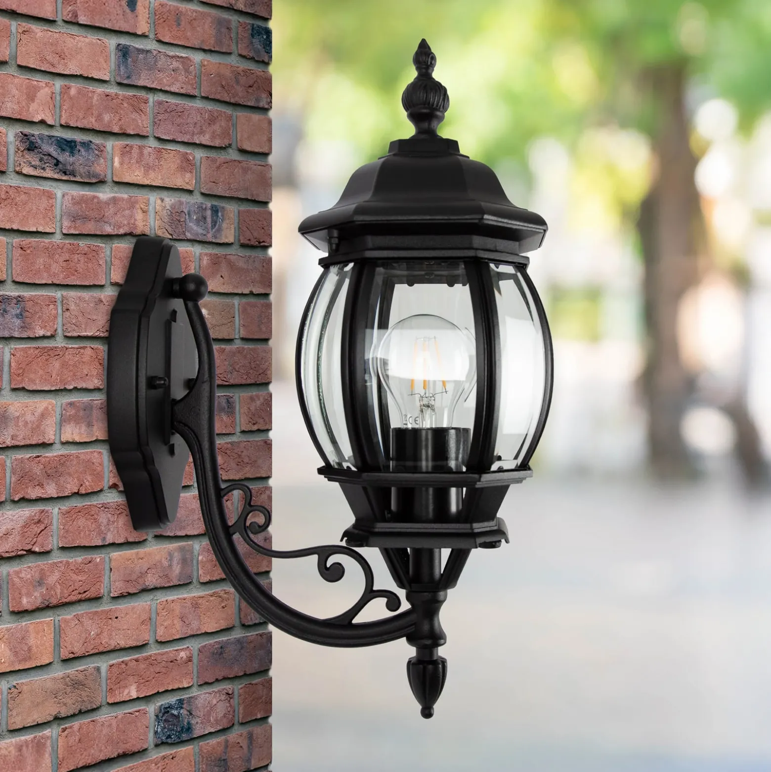 Außenwandlampe Andrew Kristallglas stehend schwarz