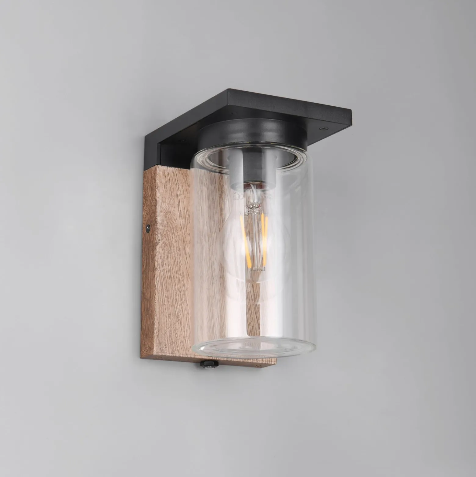 Außenwandlampe ARDILA, Holzoptik Höhe 19 cm Metall/Glas IP44