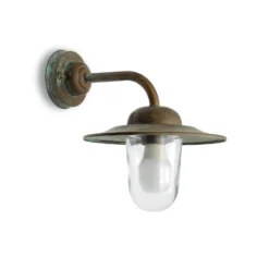Außenwandlampe Casale, Messing, Glas, IP44, Ausladung 30 cm
