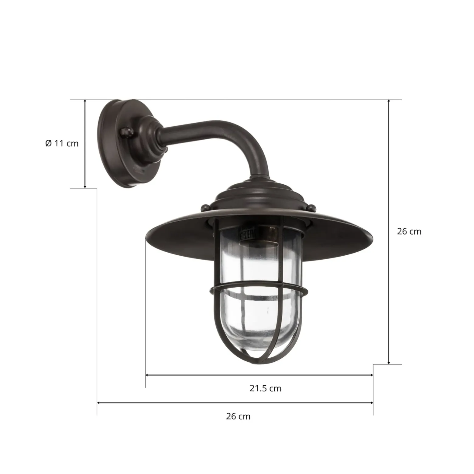 Außenwandlampe Chalet Gitter Messing brüniert klar