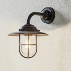Außenwandlampe Chalet Gitter Messing brüniert klar