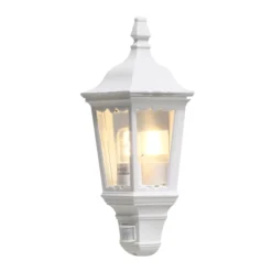 Außenwandlampe Firenze Halbschale, Sensor, weiß