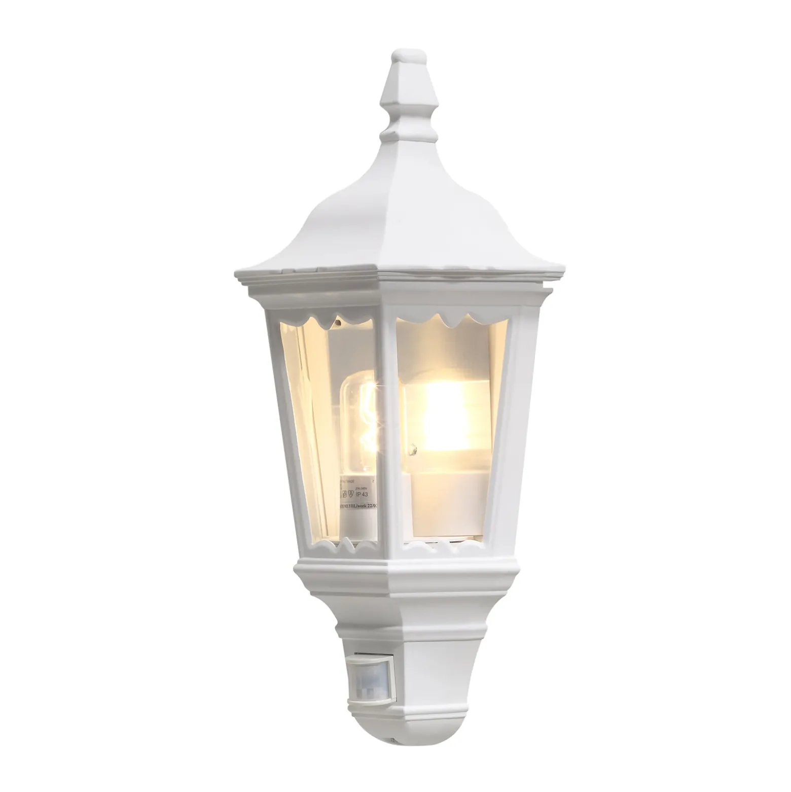 Außenwandlampe Firenze Halbschale, Sensor, weiß
