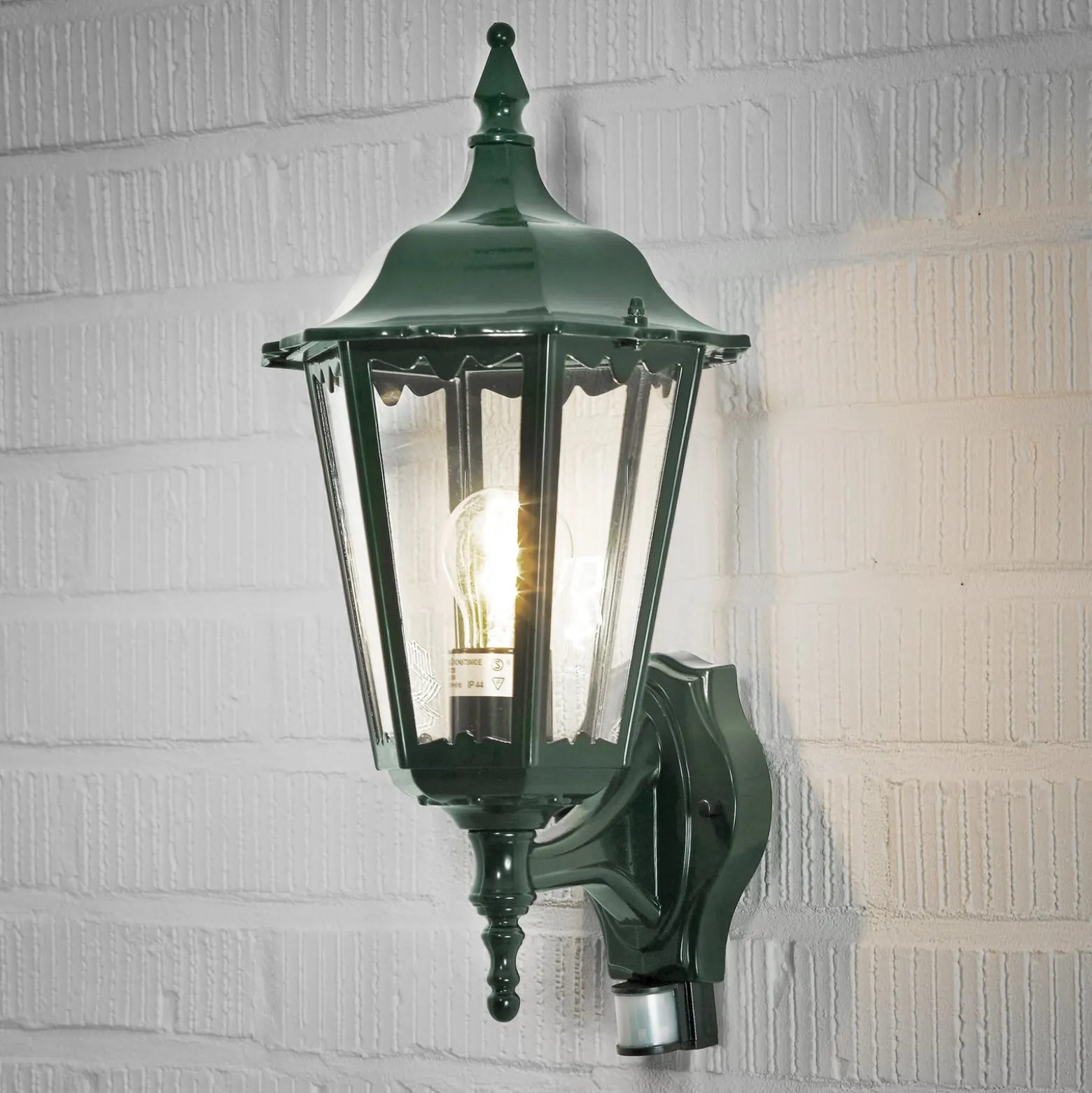 Außenwandlampe Firenze m. Sensor, stehend, grün
