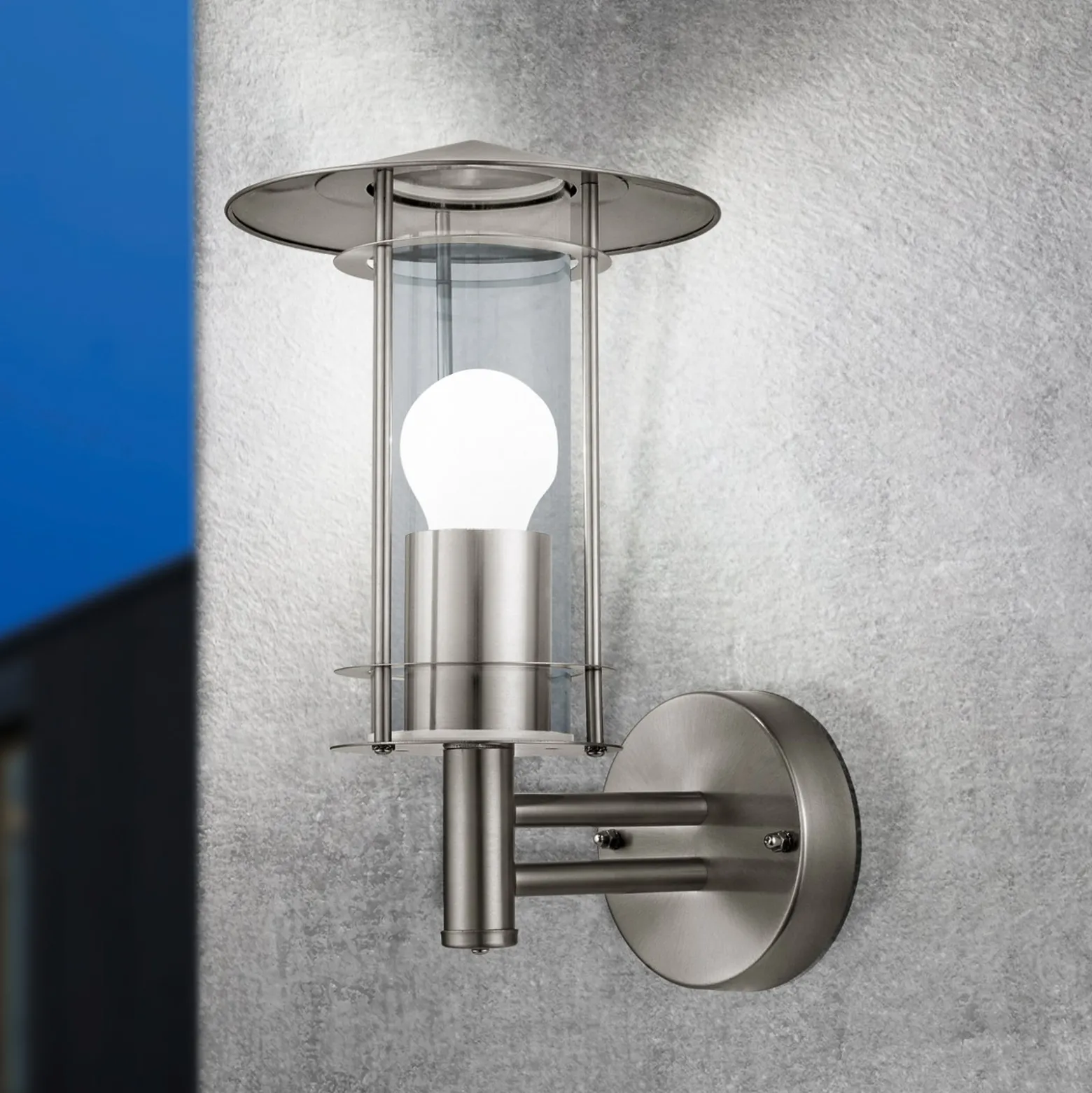 Außenwandlampe Lisio, edelstahlfarben, Höhe 30 cm, Edelstahl