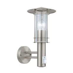 Außenwandlampe Lisio, edelstahlfarben, Höhe 36 cm, Sensor