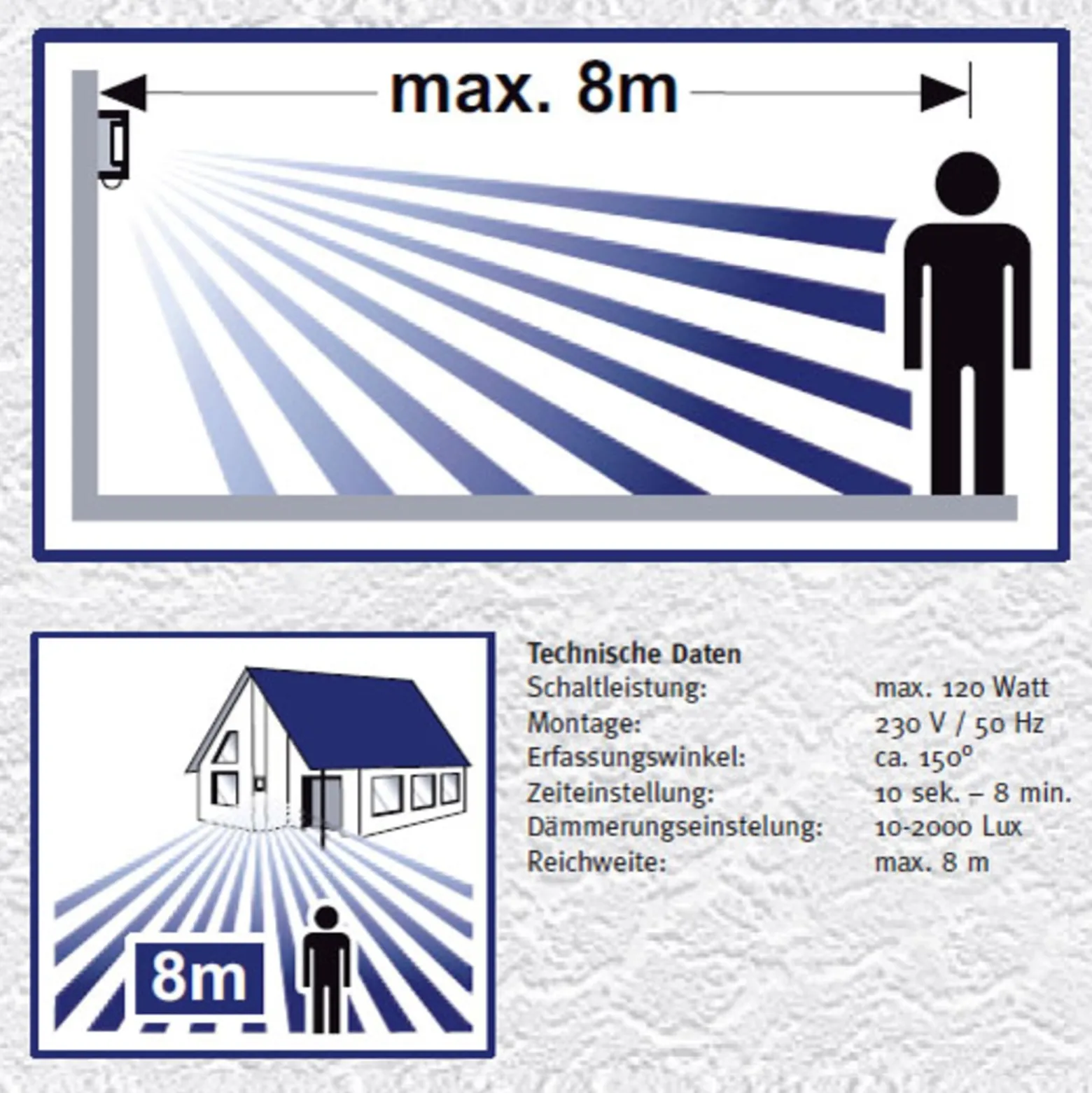Außenwandlampe Long aus Edelstahl mit Sensor