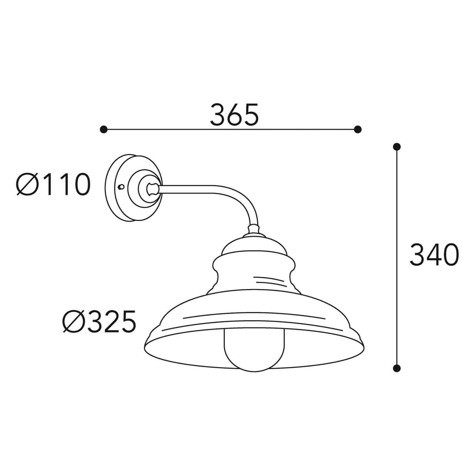 Außenwandlampe Mill 1595 messing antik/klar